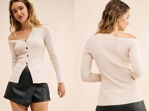ASTR the Label Celin Off-The-Shoulder Sweater | Cream | Size M